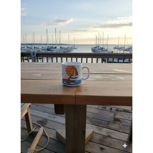 Vtg Russ Berrie & Co I'd Rather Be Sailing Mug With Rainbow Sail